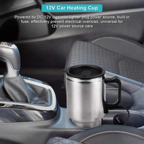 Vista 8 de Taza de calefacción para automóvil, hervidor eléctrico de acero inoxidable, calentador de taza de café portátil de 12 V, calor hasta 149.0 °F, taza