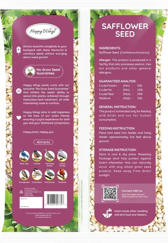 Vista 3 de Happy Wings - Alimento para pájaros con semillas de cártamo de 5 libras