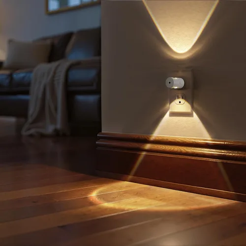 Vista 6 de LED Night Light Project 180° Rotating Night Lights Plug into Wall 2 Pack Mini Lens, Dusk to Dawn Sensor, 3000K/5000K/Amber Dimmable Nightlight for