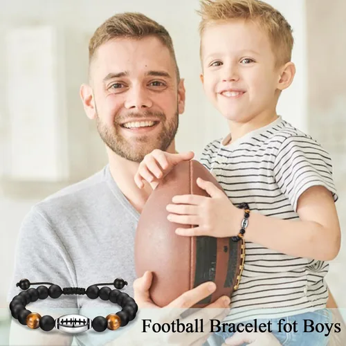 Vista 2 de EFVISD Pulsera de fútbol, fútbol, baloncesto, béisbol, regalos para adolescentes, niños, jugadores, equipo, hijo, nieto, hermano, sobrino, amigo