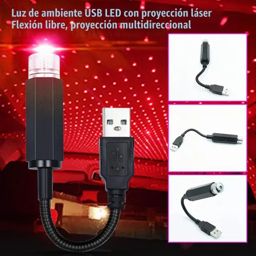 Vista 6 de HONLEEX - Proyector USB de luz nocturna para techo, LED, compacto, rojo, paquete de 1