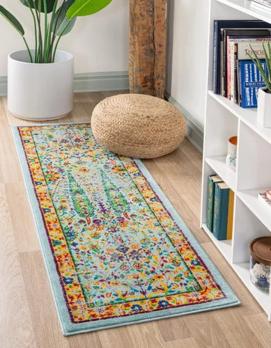 Vista 11 de Unique Loom Calypso Collection - Alfombra rectangular de 2 x 3 pies, color aguamarina y azul marino
