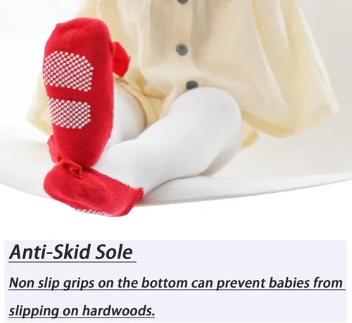 Vista 4 de Mini angel Mallas de bebé antideslizantes para niña, mallas lisascon aspecto de zapato, mallas sin costuras, mallas de algodón cálidas