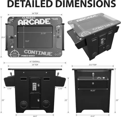 Vista 7 de Creative Arcades - Máquina arcade de cóctel de grado comercial de tamaño completo 2 jugadores 412 juegos Pantalla LCD de 26 pulgadas Parte