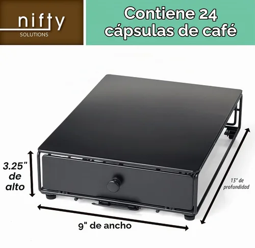 Vista 3 de Nifty Solutions Capacity Nifty - Mini acabado negro rodante, compatible con K-Cups, soporte de paquete de 24 cápsulas, cajón de almacenamiento