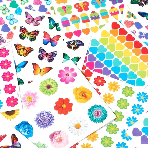 Vista 3 de American Greetings calcomanías a granel de 867 unidades para niños, mariposas y flores