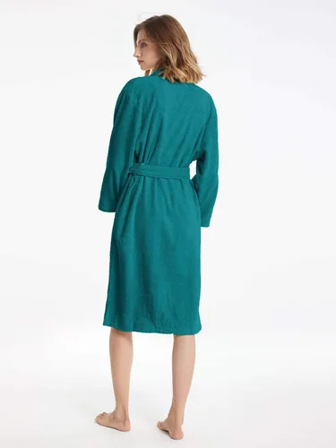 Vista 2 de SIORO Batas de tela de rizo para mujer, bata de baño de algodón suave, bata de ducha larga, cuello de chal, ropa de descanso, S-XL