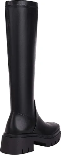 Vista 5 de vivianly Women's Chunky Heel Knee high Boots Zipper Square Toe Platform Booties