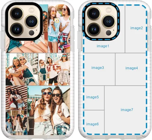 Vista 16 de Funda personalizada para iPhone 15 Pro, collage de fotos personalizada de múltiples imágenes, resistente a los impactos, suave funda protectora