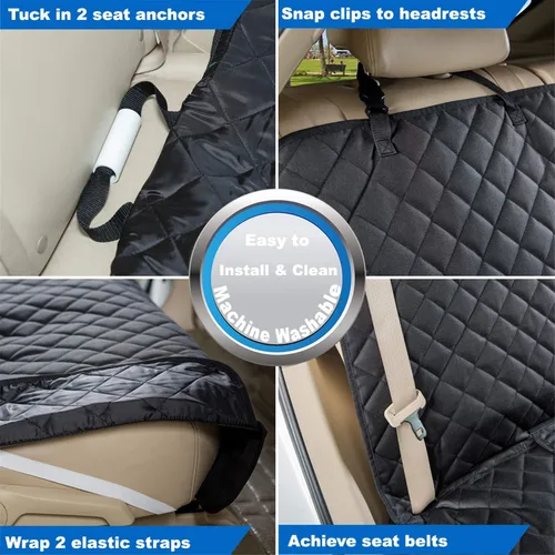 Vista 6 de Viewpets- Protector de asiento de auto. Funda de asiento de auto para mascotas, impermeable, resistente y antideslizante, para perros