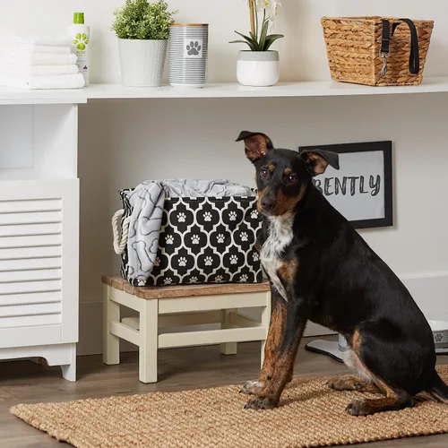 Vista 5 de Bone Dry Pet Storage Collection Lattice Estampado de Patas, Negro, Rectángulo Pequeño