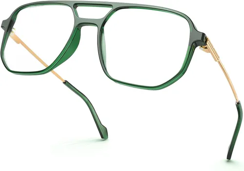 Vista 7 de VISOONE TR90 Blue Light Blocking Glasses Women Men Octagon Aviator Anti Eyestrain Lightweight Metal Temple Marion