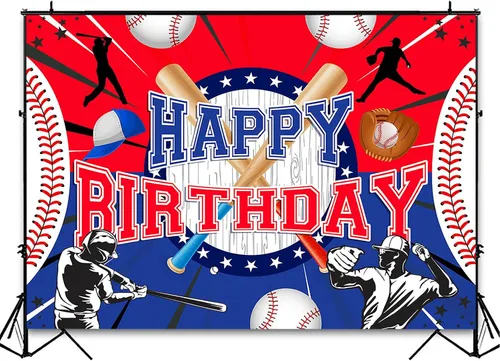 Vista 4 de Avezano Telón de fondo para fiesta de béisbol, decoración de fiesta temática de béisbol, fiesta de cumpleaños, pancarta colgante de pared