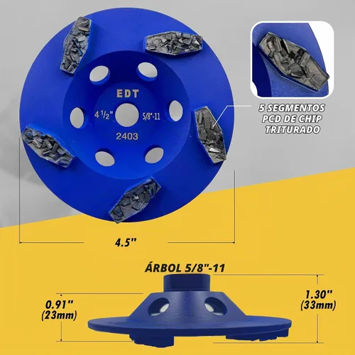 Vista 4 de 4,5" muela abrasiva triturada PCD del microprocesador para el retiro