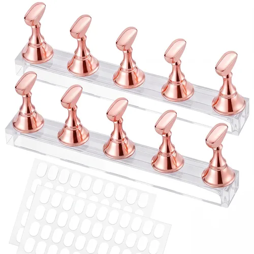 Vista 18 de Soporte de uñas para prensa, puntas de uñas magnéticas, soporte de uñas para pintar uñas, diseño de uñas postizas con masilla adhesiva reutilizable