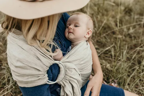 Vista 8 de Hip Baby Wrap Portabebés con anillo – Portabebés cruzado, regalo ideal para baby shower, tela suave y transpirable, ligero ajustable para bebés a
