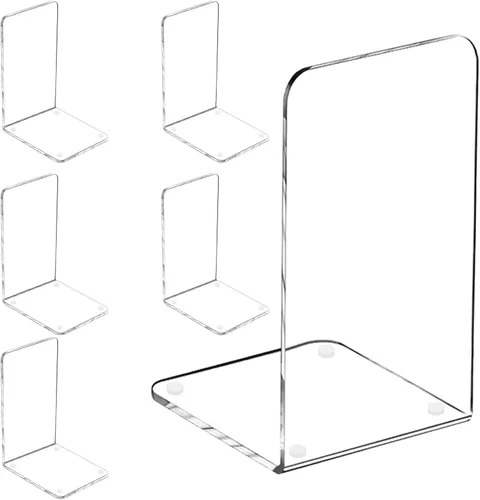 Vista 13 de Lulonpon 2 Piezas Sujetalibros, Sujetalibros, Sujetalibros para Estantes, Sujetalibros para Libros Pesados, Sujetalibros Transparentes, Sujetalibros