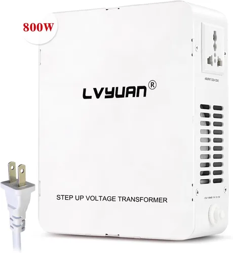 Vista 2 de Transformador elevador LVYUAN 800W 110/120V a 220/240V resettable circuit breaker, compatible EU & Asian appliances for US & Canada use, pure