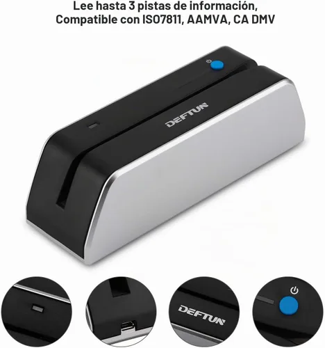 Vista 2 de Deftun Bluetooth MSR-X6(BT) MSRX6BT Lector de tarjetas de rayas codificador mini portátil