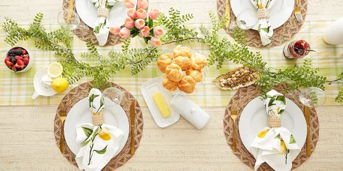 Vista 6 de DII Lemon Bliss - Colección de mesa de algodón a cuadros, camino de mesa, 14 x 72 pulgadas