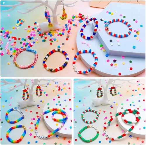 Vista 6 de Bundooraking - 2000 piezas de cuentas de arcilla negra (6 mm), cuentas Heishi para hacer joyas, pulseras y accesorios, paquete pequeño