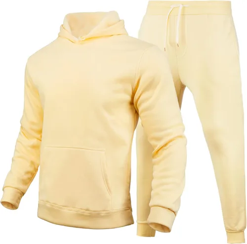 Vista 3 de Unisex 2PC Sweatsuit Set for Men and Women Oversized Solid Long Sleeve Hoodie Pullover Sweatshirt Tracksuit Jogger Sweatpants