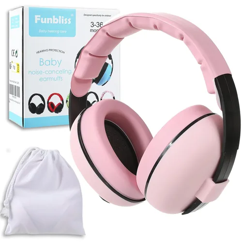 Vista 15 de Funbliss Auriculares de protección auditiva para bebés, color blanco y negro Blanco/Negro