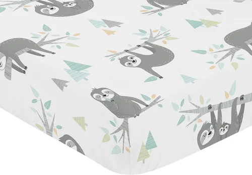 Vista 3 de Sweet Jojo Designs Sábanas ajustables para cuna de bebé (perezoso jungla) para niños o niñas, guardería infantil, habitación de niños pequeños