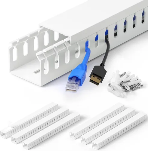 Vista 14 de ZhiYo Canaleta de gestión de cables para rack de servidores de 1.4 pulgadas de alto x 1.6 pulgadas de ancho, kit de conductos de cable de 12 pies