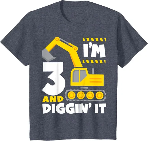 Vista 21 de Kids I'm 3 and Diggin It - Camiseta para niños con diseño de excavadora de construcción, Negro