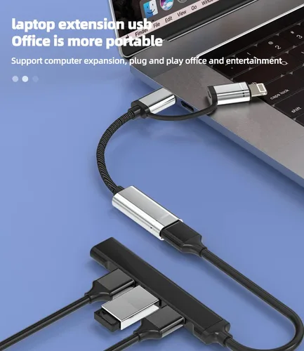 Vista 5 de Zoyuzan Adaptador USB a Lightning OTG Cable USB-A hembra tipo C macho 3.0 convertidor Thunderbolt Cable de puerto Thunderbolt Apple IPhone15 Pro Max