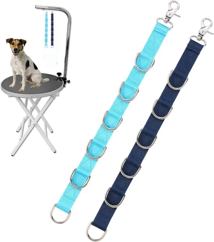 Vista 7 de Lazos de aseo para perros y mascotas, extensión de aseo para perros, 2 PCS correas extensoras para mesa de aseo, 4 anillos en D, lazo para salón