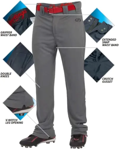 Vista 3 de Rawlings Pantalones de béisbol para hombre de la serie Launch Corte semirelajado de longitud completa Tallas para adultos Ribetes Varios