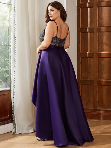 Vista 2 de Ever-Pretty Vestido de noche con cuello en V de lentejuelas de talla grande para mujer, vestido de fiesta de graduación 0667-PZUSA