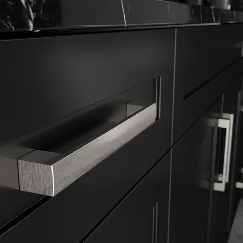 Vista 7 de Paquete de 10 tiradores de níquel cepillado con agujero central de 5 pulgadas Manijas de metal sólido para gabinetes de baño y decoración