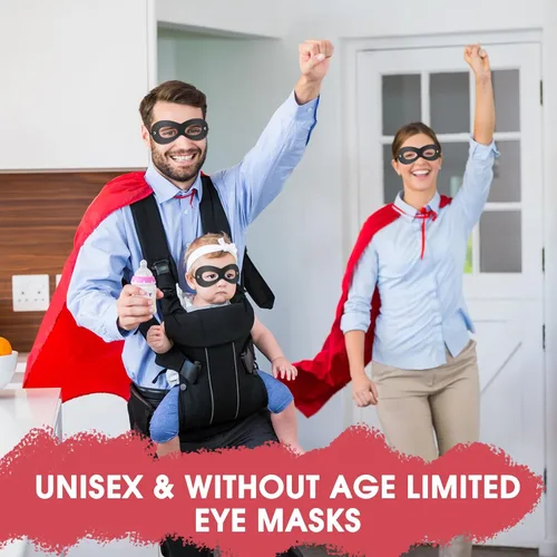 Vista 5 de Máscara de superhéroe AIMIKE, máscara de ojos de fieltro negro, disfraz de Halloween, máscara ajustable con cuerda elástica