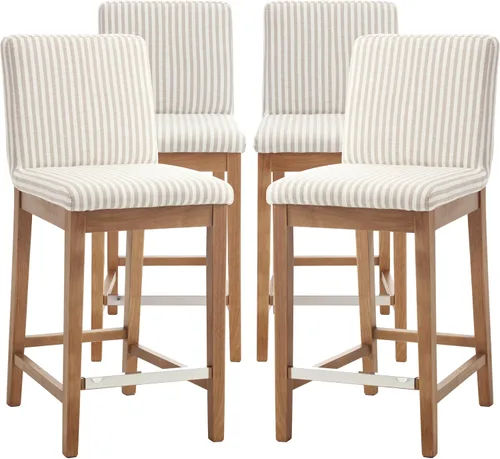 Vista 27 de Kmax Juego de 2 taburetes de bar de 26 pulgadas de altura de mostrador, taburetes tapizados para encimera de cocina con soporte trasero, taburetes