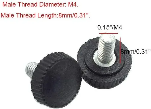Vista 2 de Tornillo de pulgar moleteado roscado M4x8mm, 100 unidades para equipos mecánicos, instrumentos, aparatos, equipos de la industria farmacéutica