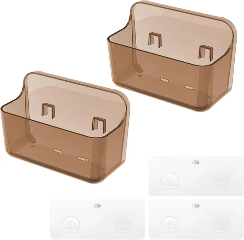 Vista 8 de Diesisa Organizador de Pared de Acrílico de 2 piezas, Organizador Adhesivo para Puerta de Gabinete, Estantes de Baño de Acrílico para Pared, Sin
