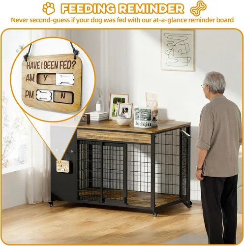 Vista 4 de Mueble de jaula para perros de 38", jaula para perros con marco DIY, perrera interior con puerta corrediza, mesa auxiliar de jaula para perros