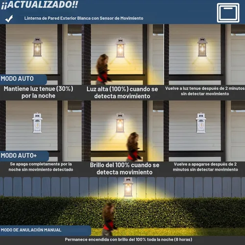 Vista 4 de FILIYANO - Linterna de pared blanca con sensor de movimiento para exteriores, del atardecer al amanecer, 1 paquete Anti-Rust, Waterproof Exterior