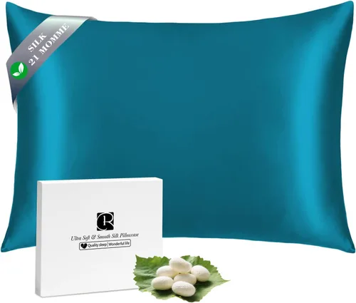 Vista 30 de Ravmix Fundas de almohada de seda con cremallera, de seda de morera de 21 momme para la salud del cabello y la piel, funda de almohada suave, lisa