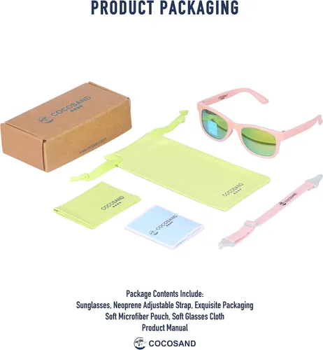 Vista 2 de COCOSAND Gafas de sol para bebé con correa polarizadas, flexibles, cuadradas, UV400 para niños y niñas de 0 a 24 meses