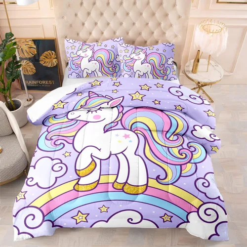 Vista 34 de Axolotl - Juego de ropa de cama para niños con diseño de gatos de dibujos animados tamaño individual, juego de edredón con líneas degradadas y lindo