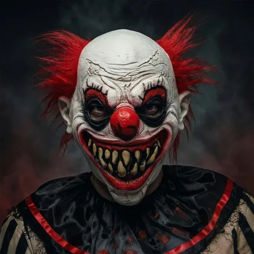 Vista 4 de Clown Mask Halloween Scary Clown Mask Red