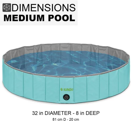 Vista 3 de KUNDU Redonda (32 pulgadas de diámetro x 8 pulgadas de profundidad) PVC resistente al aire libre para mascotas y niños piscina / bañera - portátil