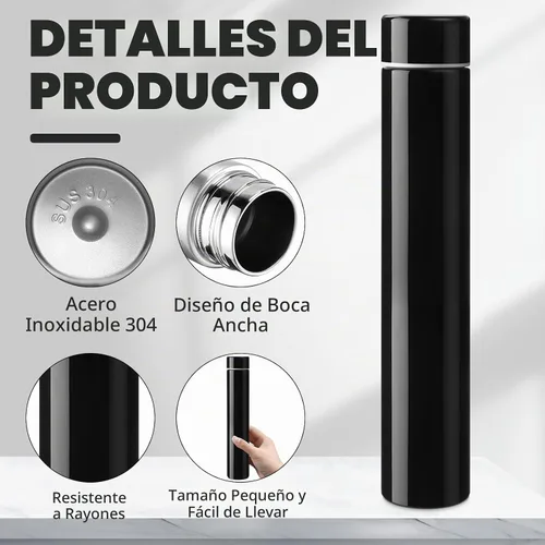 Vista 3 de Vesici Botella de Agua Delgada de 8.8 oz Pequeña de Acero Inoxidable Compacta Aislada Botellas de Agua para Acampar Viaje Mochila Frasco de Bolsillo