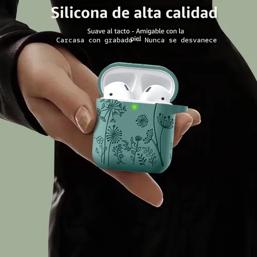 Vista 4 de Lerobo - Funda para AirPod de 2ª/1ª generación con llavero para mujeres y niñas Verde Pino