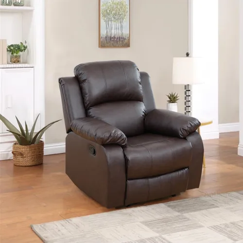Vista 19 de Sofá reclinable manual, sofá reclinable de lujo de 3 plazas, sofá reclinable con portavasos y mesa de café, sofá de cuero sintético para sala