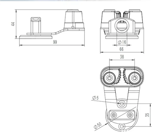 Vista 3 de BLUESHARK 305 Bullseye - Base de tacos giratorios para yate y bloques de trinquete de 2.244 in/2.953 in